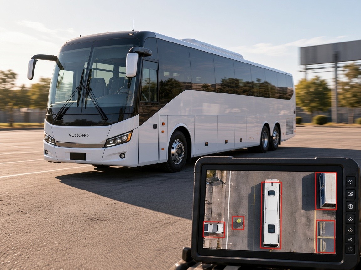 Coach fitted with the same 360-degree camera system and aerial monitor